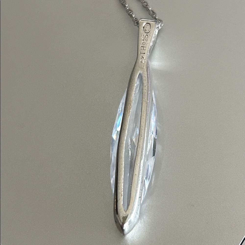 Italian CZ Marquis Pendant Necklace - Picture 3 of 5